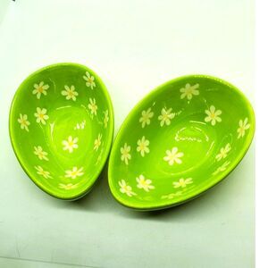 Cute Light Green and White Flower Egg Dishes 2 in the set